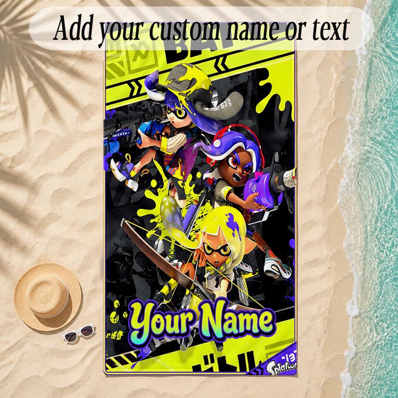 Beach TowelSplatoon Custom Name Text Personalized Soft Towel for Beach Pool Indoor Home Decor Gift