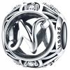 Charms Buchstabe N 925 Perlenanhänger S925 Zirkonia Durchbrochener Buchstabe