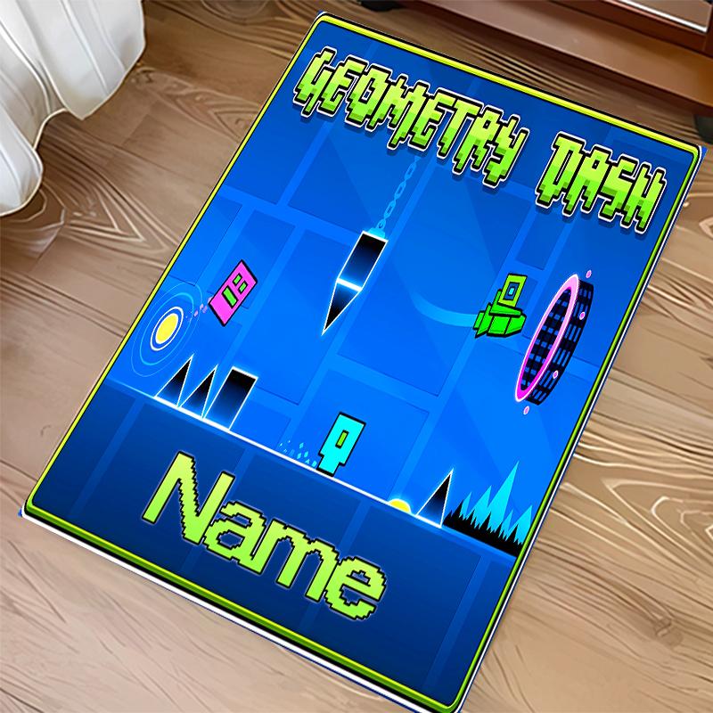 Tappeto Personalizzato Geometry Dash Area Tappeto - Morbido, Lavabile Antiscivolo Tappetino da Interno, Tappeto Decorativo per Soggiorno, Casa e Ufficio