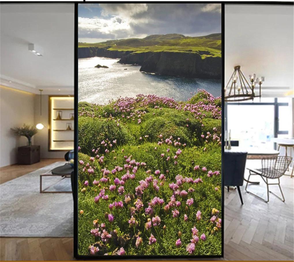 

No Glue Privacy Windows Film Decorative Mountain Scenery Stained Glass Window Stickers Static Cling Window Cling (as the picture,40x60cm WxH)