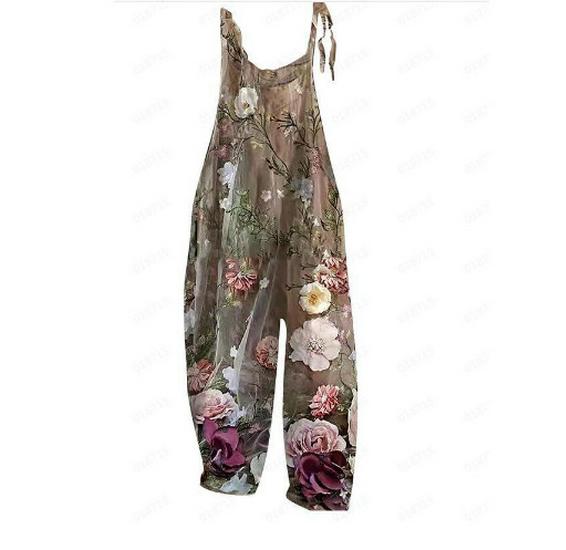 2025 Summer Retro Print Wide-Leg Women's Jumpsuit
