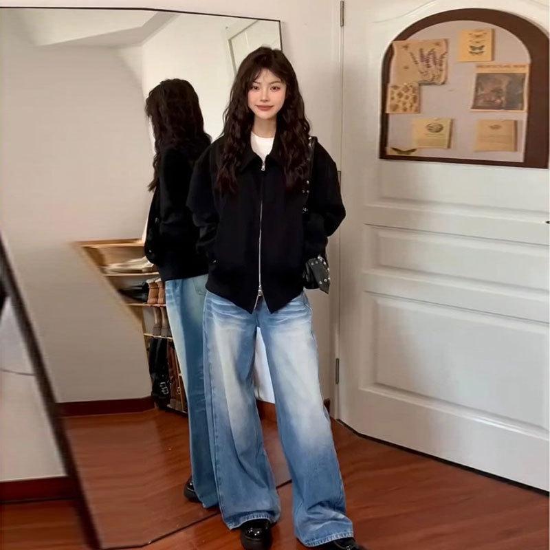 

2025 Petite Wide-Leg High-Waisted Jeans for Women - Spring & Autumn Collection Double Extra Large синій