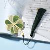 Aesthetic Metal Lucky Clover Bookmark with Tassel Set Exquisite Retro Floral Brass Bookmark for Book Creative Design Book Tab