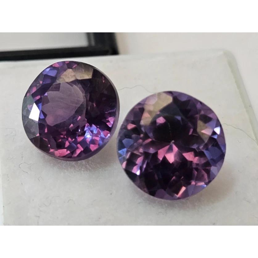Beautiful Natural Color Change Alexandrite 10-11 Ct Round Cut Pair Gemstone
