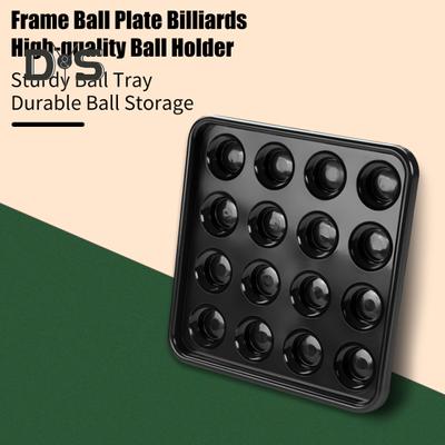 Standard Billiard Ball Tray Black Plastic Pool Ball Carrying Tray 16 Holes Snooker Billiard Ball Storage Holder Tray for Billiard Pool Table