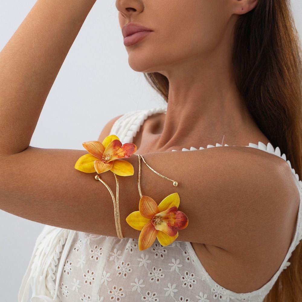 Exquisite Open Arm Bangle Egg Flower Armband Fairy Armlet  Hand Jewelry