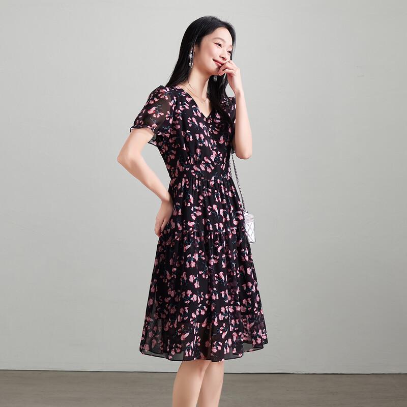 SOFSIL French Elegant Floral Bubble Sleeve Dress