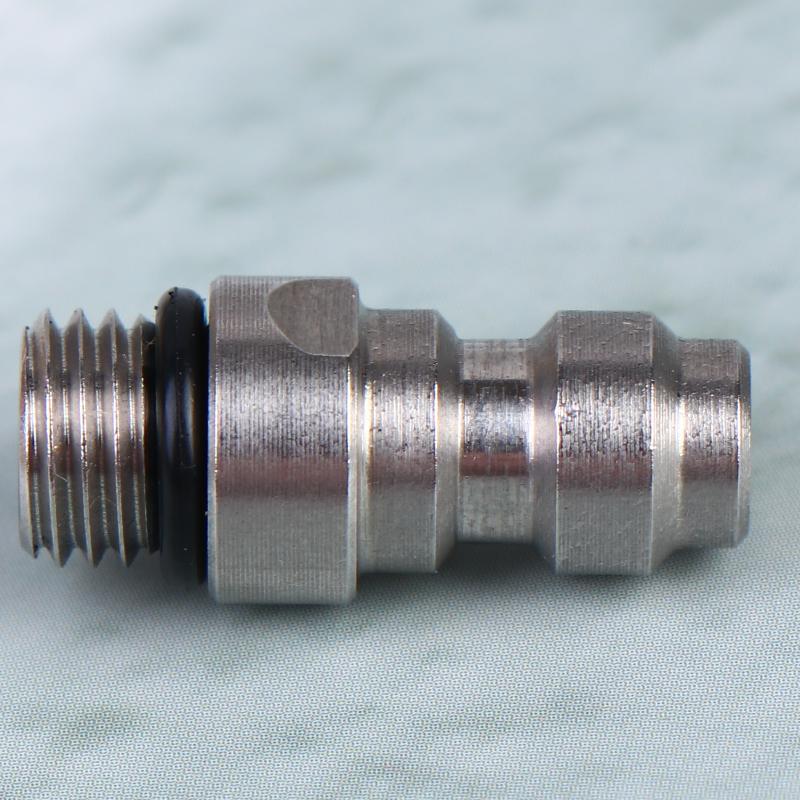 Silver Quick Connect Valve For High Pressure Applications Featuring An 8mm Male Connector And M10*1 NPT/BSPP Compatibility