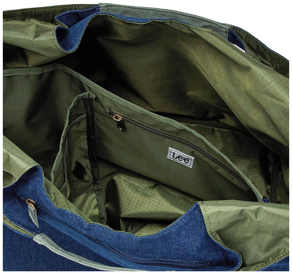 Lee Tote Logo Denim with Interior Navy Bag, Patch, Material, Multifunctional, Dividers, Large,