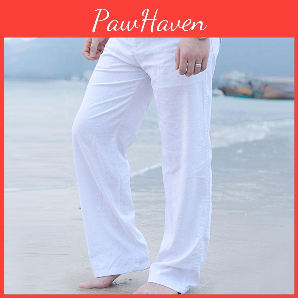 Versatile 2018 Men's Linen Loose Beach Pants Offering Stylish Casual Long Slacks Fit