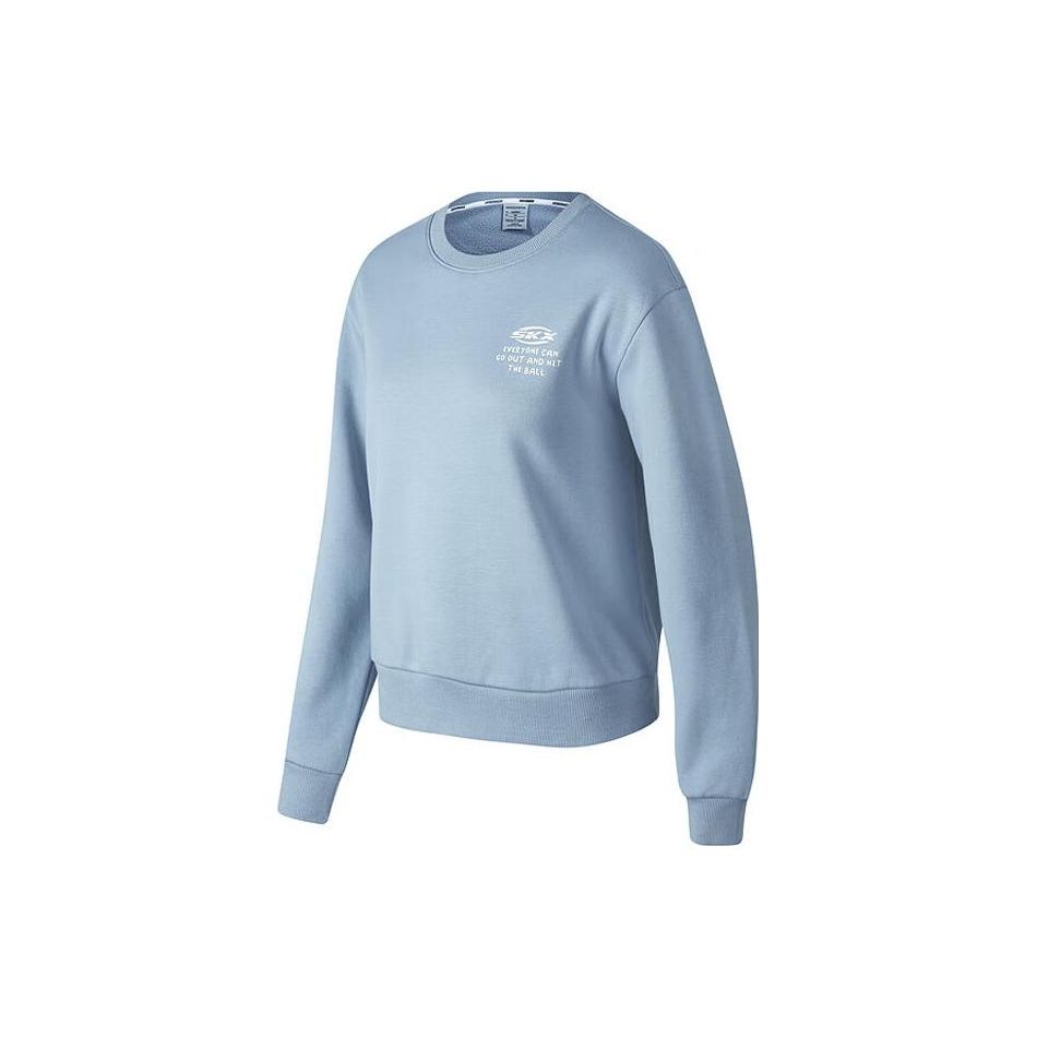 Skechers Letter Print Fleece Pullover Knit Sweatshirt Women sweatshirt Ashley-Blue P423W054-0216 M