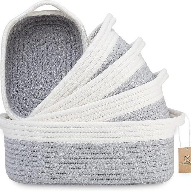 Cotton Rope Storage Basket With Multicolor Weave For Toy Organizers And Home Supplies
