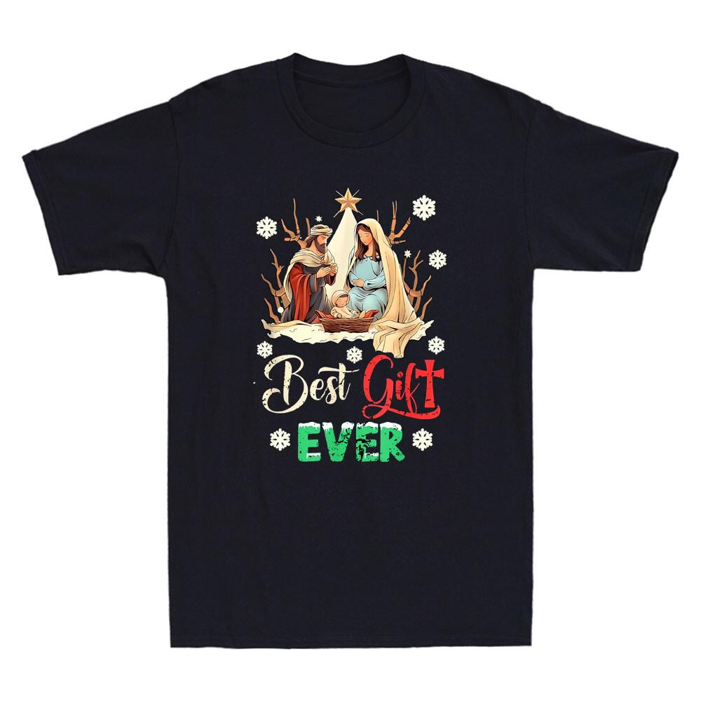 Best Ever Christmas Cool Jesus Nativity Scene Christian Gift Retro Men s T-Shirt XXL