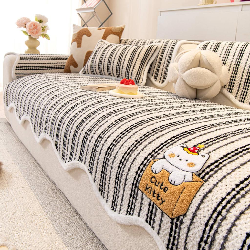 Cartoon Sofa Cover Cloth Thickened New Fixed Anti Slip Cushion One-Piece Laying Sofa Cover Soft Autumn And Winter Seasons