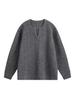 Men’s Retro V-Neck Cable Knit Sweater - Loose Fit, Solid Color, Autumn/Winter Pullover