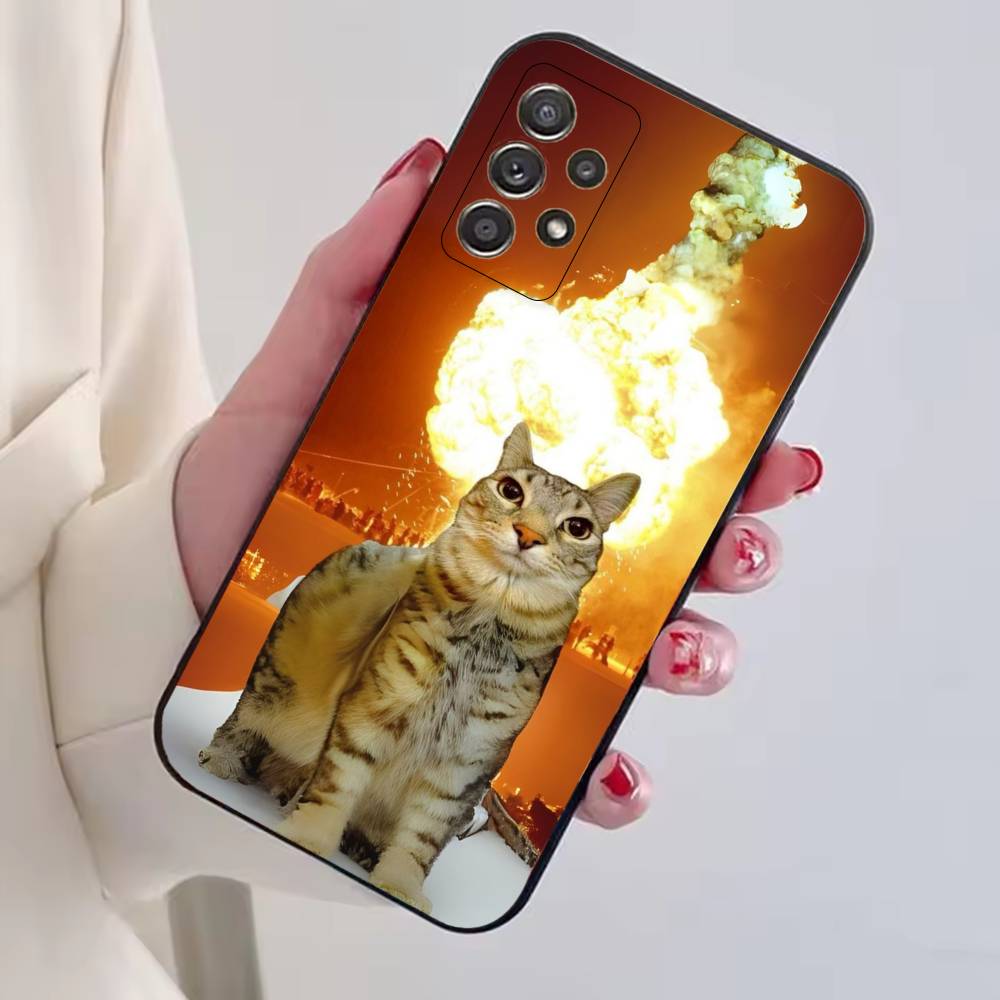 F-Funny Animal Cat Phone Case Black Silicone Soft For Samsung S25,S24,S21,S22,S23,S30,Ultra,S20,Plus,Fe,Lite