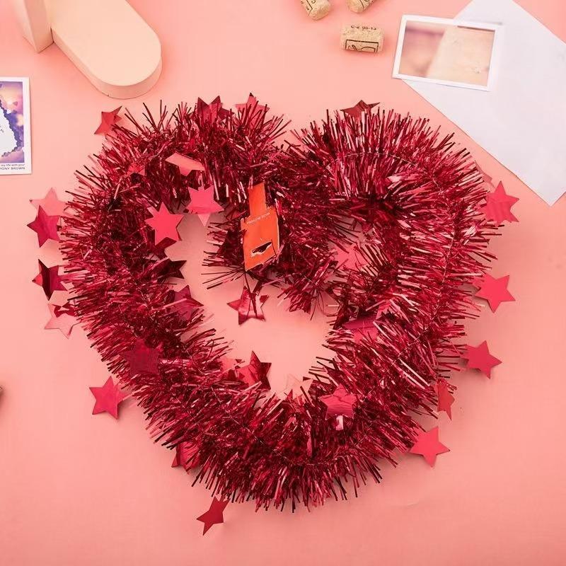 Christmas Tinsel Ribbon Garlands Christmas Trees Hanging Plastic Colorful Star Decorations Birthday Party Wedding New Year