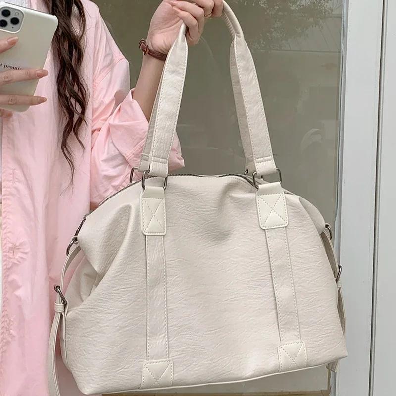 Grande Capacidade Bolsas de Ombro Pretas Para Mulheres Grande Bolsa de Compras Cor Sólida Couro Macio Bolsa Crossbody Bolsa de Viagem Feminina