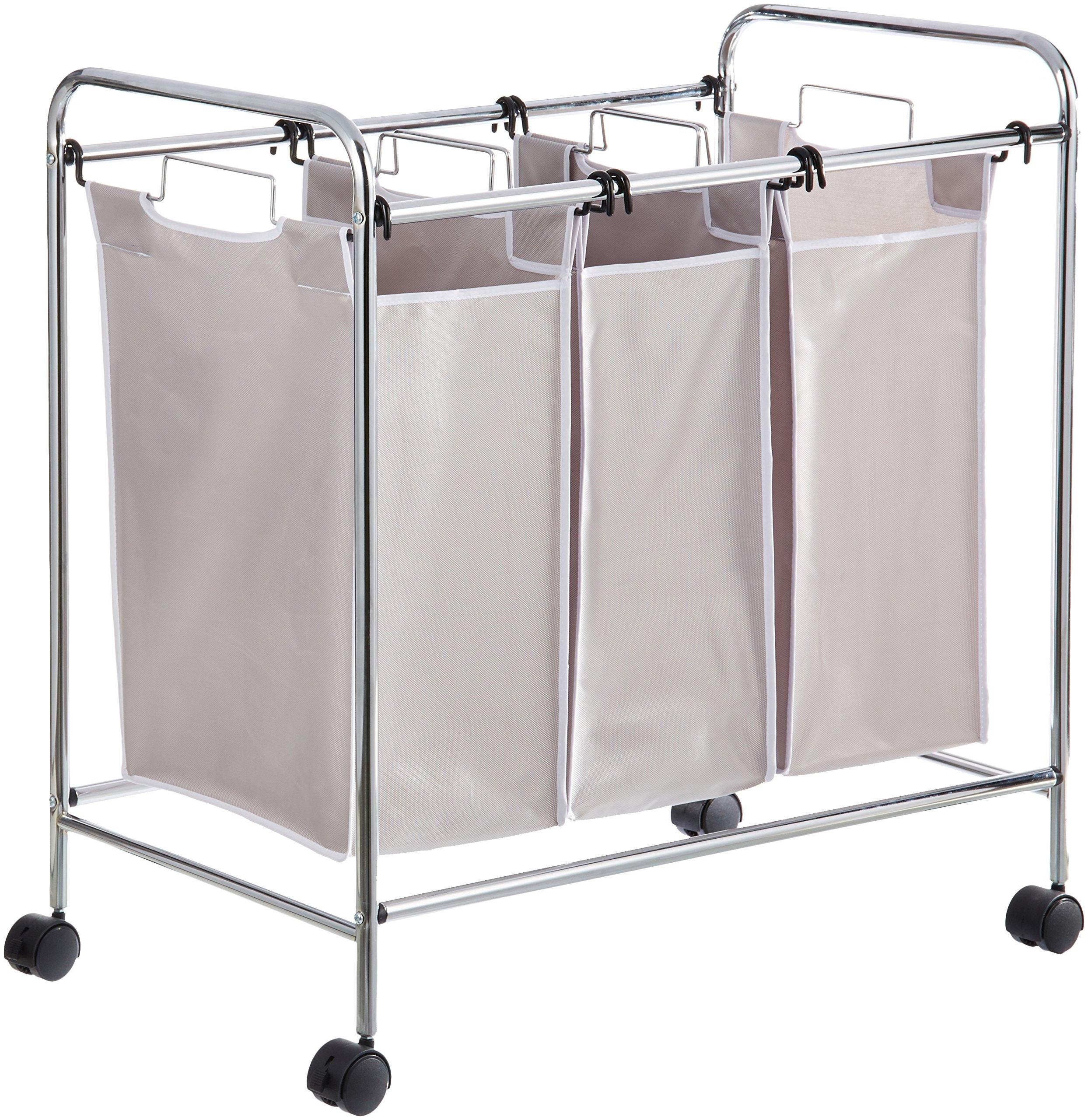 

AmazonBasics Rectangular Laundry Basket Laundry Basket 3 Bags Silver Separable,