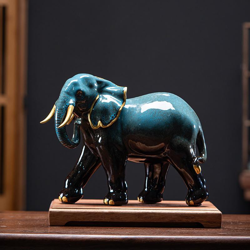 Feng Shui Keramik kreative Elefantenornamente für Wohnzimmer zu Hause, TV-Schränke, Weinschränke, Dekorationsartikel und Geschenke für