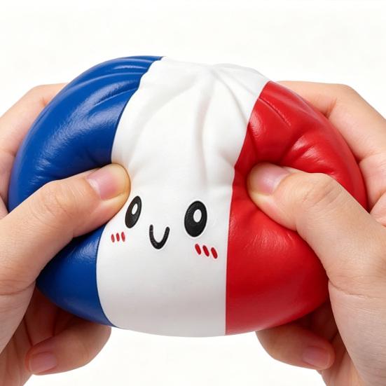 Cartoon Expression Dumpling Toy Stress Relief Flag Theme Steamed Bun Squeeze Fidget Toy Hand Relaxation Decompression Tool