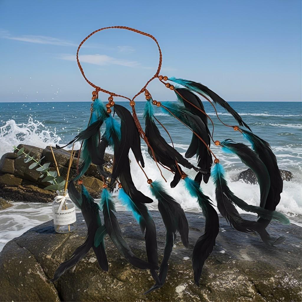Feather Tassel Headband With Handcrafted Style For Travel And Vacation Decor