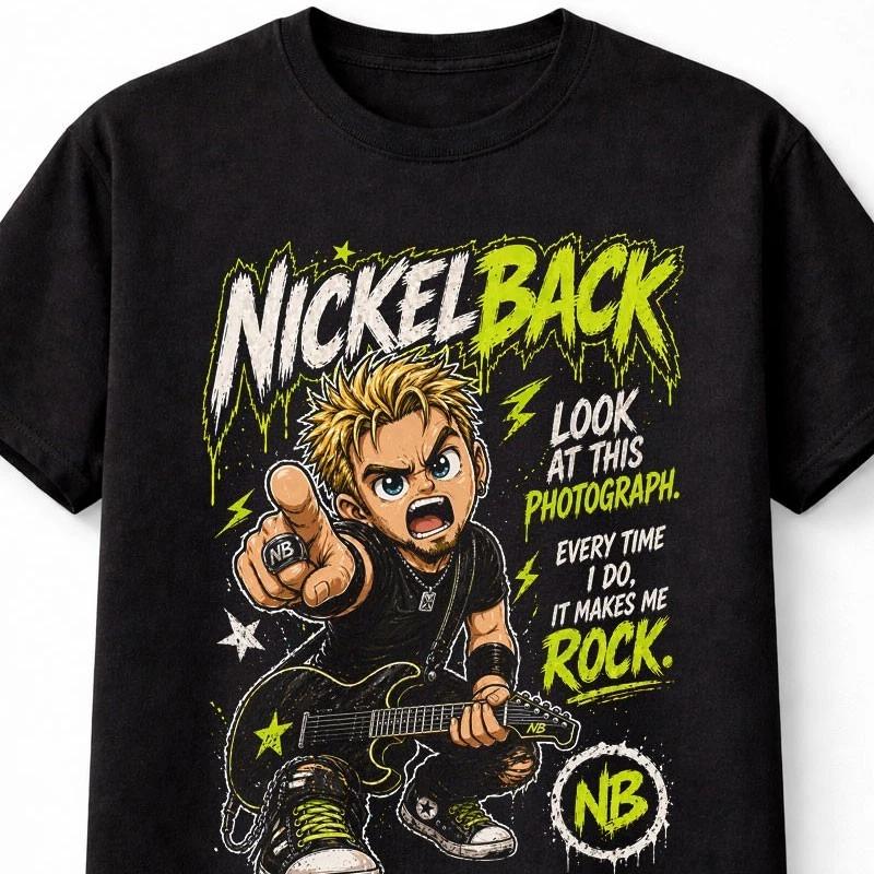 Nickelback Cartoon Rock Guitar Photograph Song Graphic TShirt Unisex TShirt S