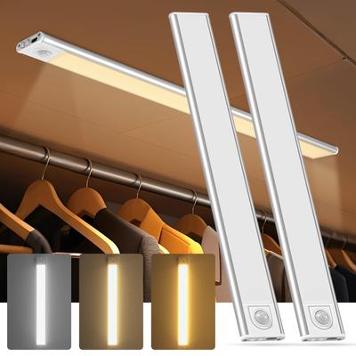 CHAMCHOI Sensor de Movimiento LED Interior Tres Colores Continuo Cocina Fácil Sin Cableado Energía Alta para Armarios de Cocina Luz, Recargable, 30cm, Ultradelgado,