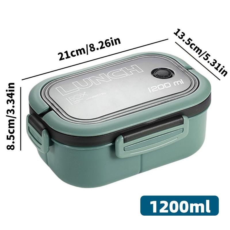 

Portable Double-layer Bento Lunch Box with Fork Spoon Leakproof Food Storage Container Preservation Box,BPA-Free Dishwasher Safe зелёный