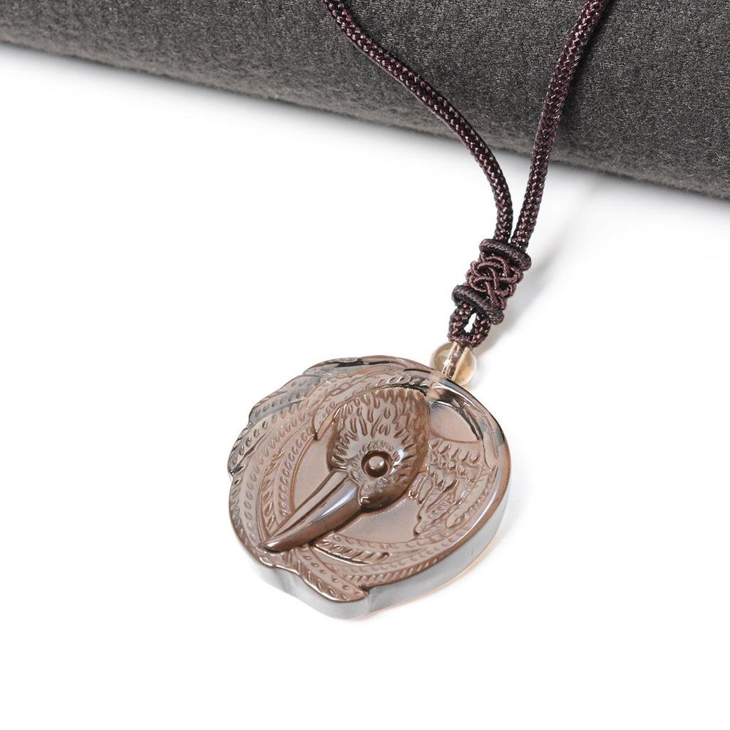 Europäische & Amerikanische Kristall Obsidian Tukan Anhänger Halskette - Eis Obsidian Rabe Design für Männer