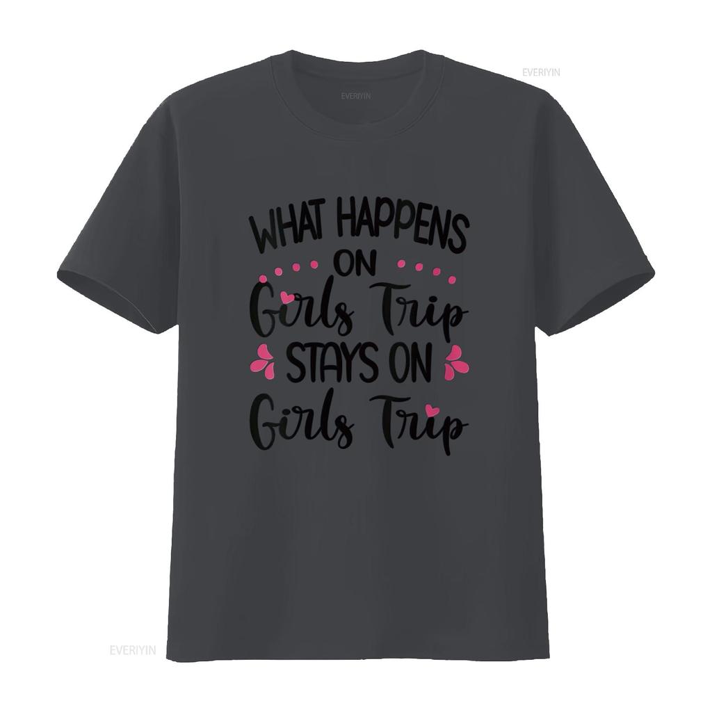 Womens What Happens On Girls Trip Stays Travel T Shirt vintage Washed streetwear Stretched Soft homme Unisex designer clothes