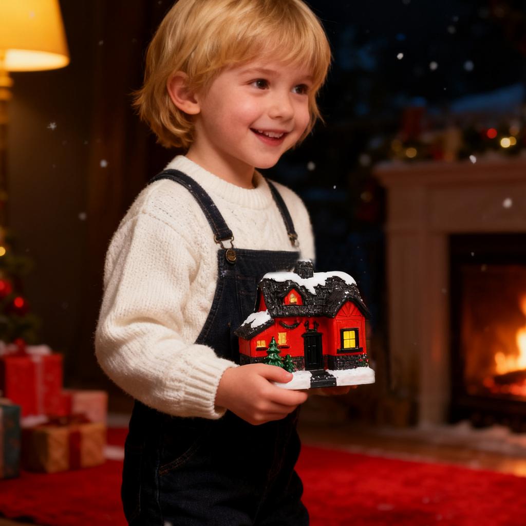 Christmas Village LED Lighted Village Houses,Christmas Village Collection Indoor Room Decor Collectible Buildings