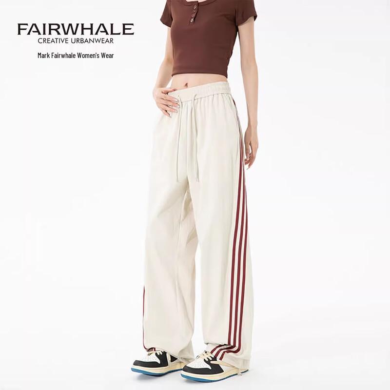 Mark Fairwhale Women's 3-Stripe High-Waist Wide-Leg Casual Pants