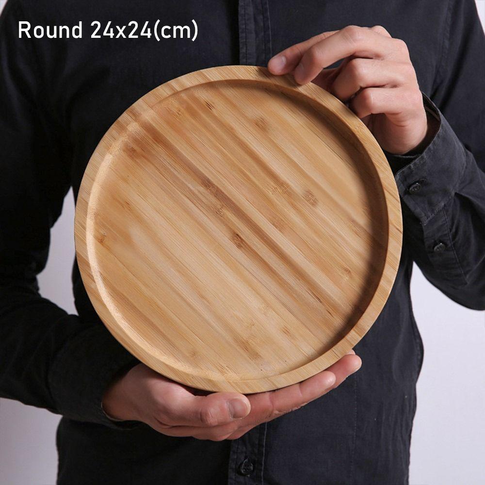 1Pcs Home Kitchen Bamboo Tray Fruit Snack Plates  for Holding Tea Fruit Barbecue Bread