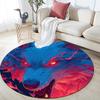 Roaring Wolf,Round Area Rug,Carpet Rug for Living Room Bedroom Sofa Playroom Decor,Non-slip Floor Mat