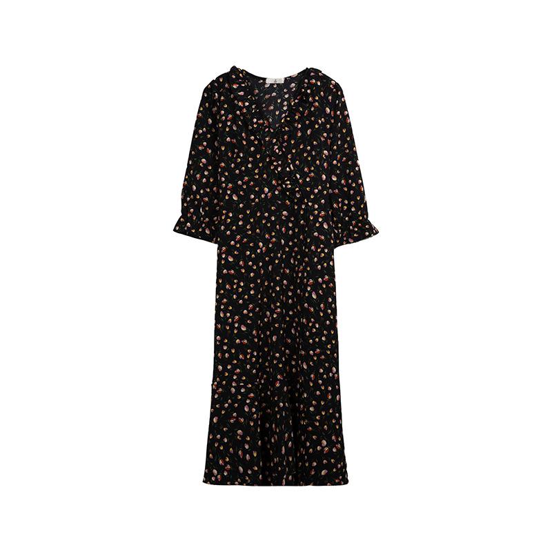 Double Heaven 2024 Frühling Übergröße V-Ausschnitt Rüschenkleid für Damen