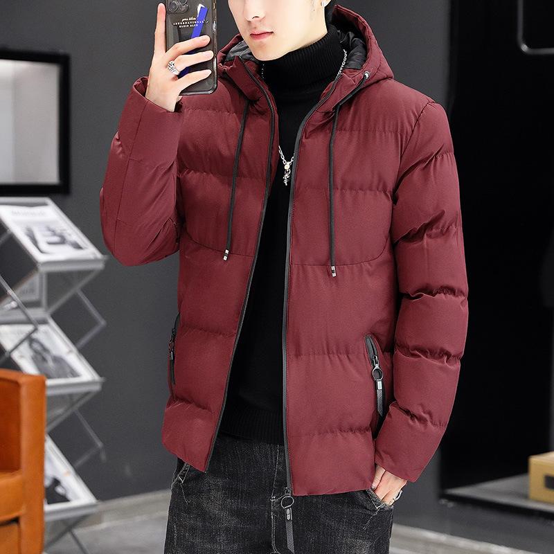 Winter zipper side seam socket padded jacket fit type thickened solid color casual detachable collar youth padded jacket