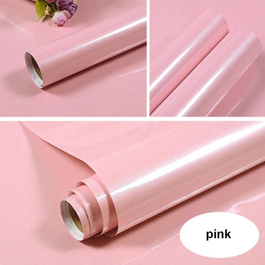 Pearlescent Solid Color Oil-proof PVC Wallpaper Self-adhesive Waterproof Renovation Sticker for Kitchen Furniture Table Cabinet