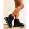 Women's New Winter Fleece Lined Thickened Elevated Chunky Sole Lace Up Fashionable Warm Cotton Boots