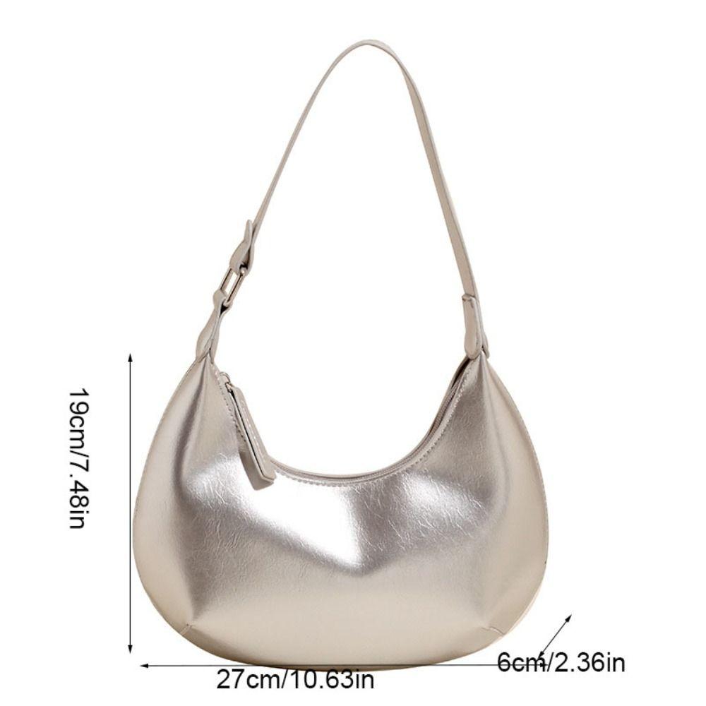 Candy Color Moon Underarm Bag Solid Color Women's Hobo Bag Casual Pu Leather Shoulder Bag  Girl