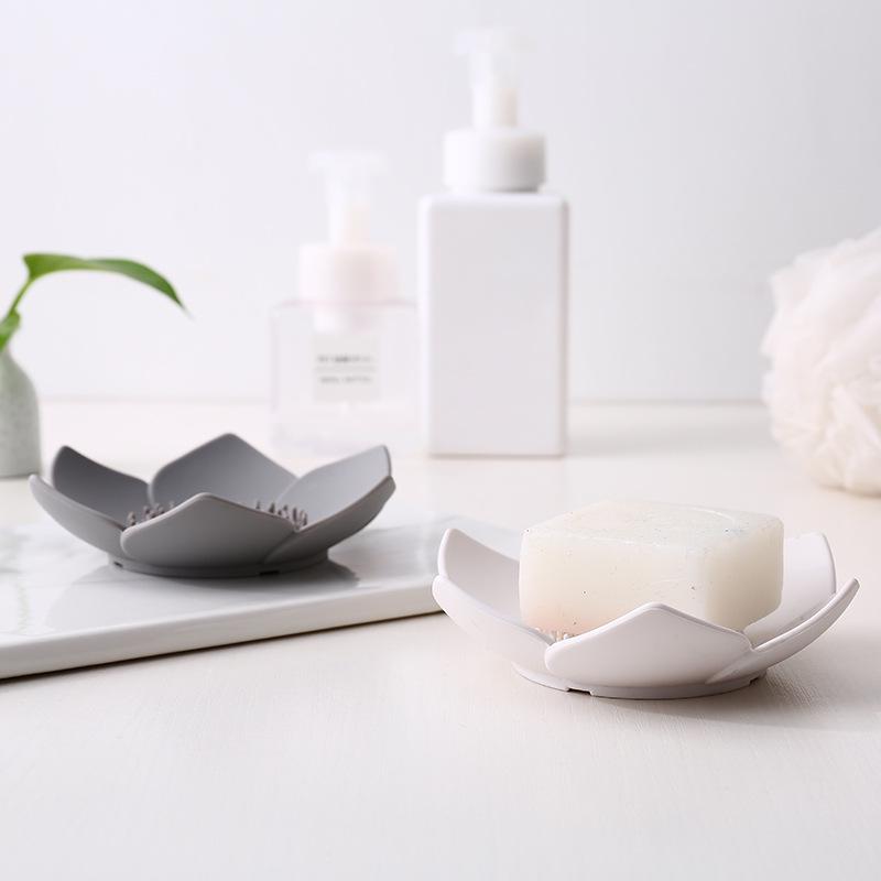 Newest Soap Box Lotus Shape Non-slip Portable Silicone for Draining Tray Dish Kitchen Bathroom Accessories 2pc/lot