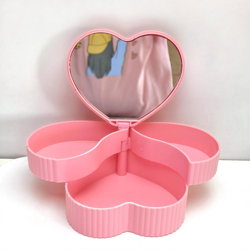 Rotating Heart Shape Jewelry Boxes Large Capacity Jewelry Display Box Jewelry Organizer  Dresser