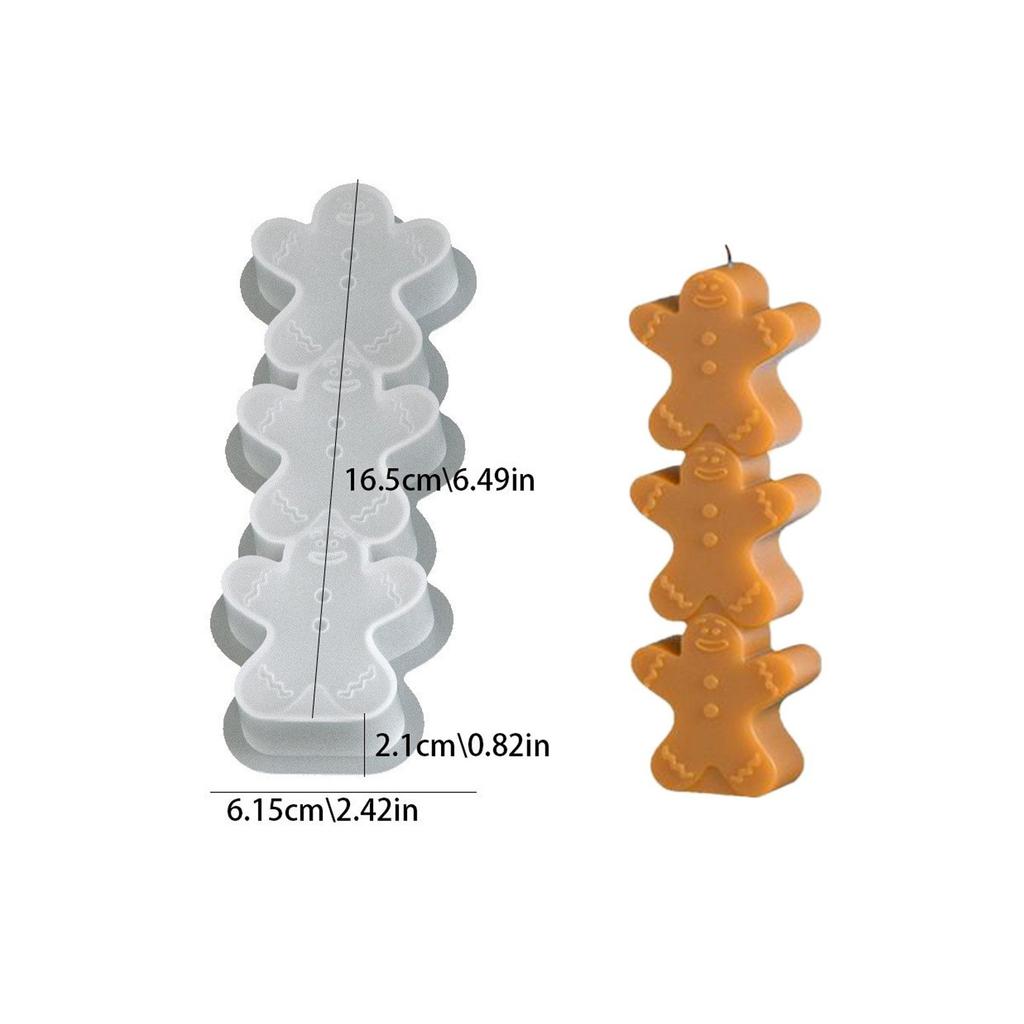 DIY Cartoon Gingerbread Man Silicone Candle Mold Christmas Cookie Chocolate Baking Tool Handmade Soap Candle Making Supplies