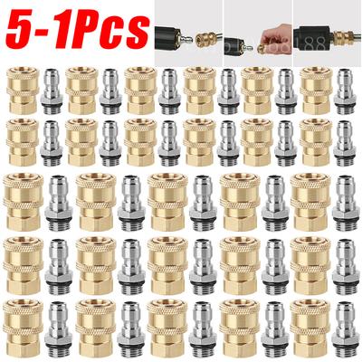 1-5 Pares Conexões Rápidas para Lavadora de Alta Pressão M14x1.5mm Conector de Latão para Bico de Pulverização Lança de Espuma de Neve Adaptador