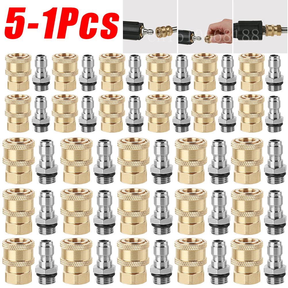 1-5 Par Złączki Szybkozłączne do Myjki Wysokociśnieniowej M14x1.5mm Złącze Mosiężne do Pistoletu Pianowego Lance Dysza Spryskująca Adapter