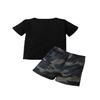 Boys' Summer Outfit: Letter Print Tee & Camo Shorts Set - European and American Style.
