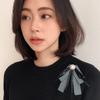 Pearl Black Ribbon Pin Tie Shirt Lace Ribbon Badge Brooch Simple Black Bow Brooch Pin  Lady