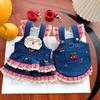 Pet Dog Cat Dress With Suspender Strap Denim Style Cute Princess Outfit Small Dogs Cats