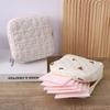 Cute Quilted Sanitary Napkin Organizer Bag Cotton Large Capacity Women's Mini Clutch Bag Zipper Keychain Earphone Coin Purse