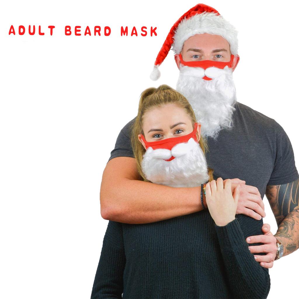 3PCS Santa Claus Mask And Beard Integrated Protective Dust-Proof Dress Up Mask